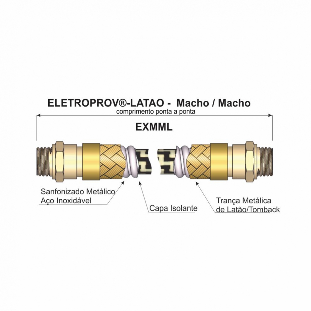 Eletroprov - Latão - Macho/Macho - EXMML